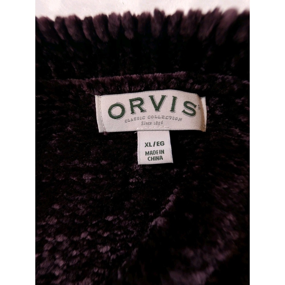 Orvis Women's Chenille Plum Brown Sweater Size XL Pullover Plush Soft Crewneck - Picture 4 of 10